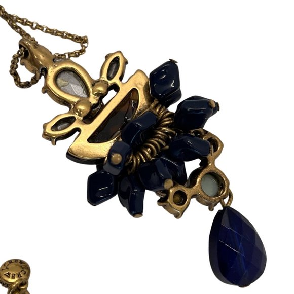 J. Crew Navy Blue Tortoise Shell Rhinestone Necklace - Picture 6 of 6